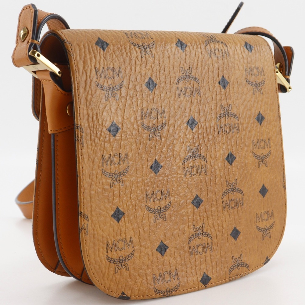 MCM Patricia Shoulder Bag, Visetos Pattern, PVC, Brown, Flap, Women's. - Picture 3 of 16